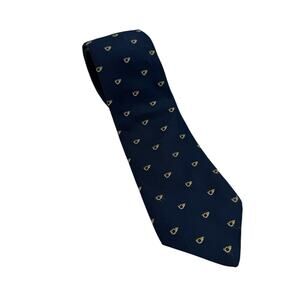 Vintage 1970s Horn Instrument Print Blue Yellow Tie Tex Tan Collection